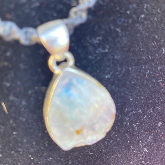 RAINBOW MOONSTONE! PENDANT ONLY Sterling Silver 925 stone is unpolished - Picture 9 of 16